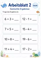 Vorschau - Arbeitsblätter - Plus und Minus gemischt bis 20 Klasse 1 | Mathematik | 5 Arbeitsblätter als PDF - Seite 2