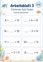 Vorschau - Arbeitsblätter - Plus und Minus gemischt bis 20 Klasse 1 | Mathematik | 5 Arbeitsblätter als PDF - Seite 3