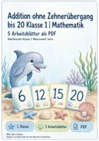 Vorschau - Arbeitsblätter - Addition ohne Zehnerübergang bis 20 Klasse 1 | Mathematik | 5 Arbeitsblätter als PDF - Deckblatt