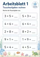 Vorschau - Arbeitsblätter - Tauschaufgaben bis 20 Klasse 1 | Mathematik | 5 Arbeitsblätter als PDF - Seite 1