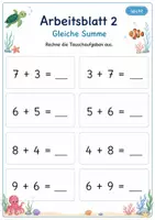 Vorschau - Arbeitsblätter - Tauschaufgaben bis 20 Klasse 1 | Mathematik | 5 Arbeitsblätter als PDF - Seite 2