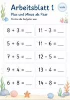 Vorschau - Arbeitsblätter - Umkehraufgaben bis 20 Klasse 1 | Mathematik | 5 Arbeitsblätter als PDF - Seite 1