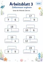 Vorschau - Arbeitsblätter - Zahlenmauern bis 20 Klasse 1 | Mathematik | 5 Arbeitsblätter als PDF - Seite 3