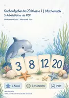 Vorschau - Arbeitsblätter - Sachaufgaben bis 20 Klasse 1 | Mathematik | 5 Arbeitsblätter als PDF - Deckblatt