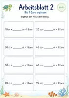 Vorschau - Arbeitsblätter - Geldbeträge bis 1 Euro Klasse 1 | Mathematik | 5 Arbeitsblätter als PDF - Seite 2