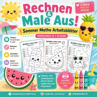 Vorschau - Arbeitsblätter - Rechnen & Ausmalen Sommer Mathe Arbeitsblätter - Deckblatt