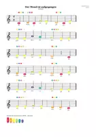 Vorschau - Arbeitsblätter - Der Mond ist aufgegangen - Boomwhacker-Noten | farbig - Seite 1