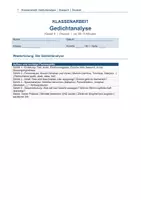 Vorschau - Klassenarbeiten - Klassenarbeit Gedichtanalyse Klasse 9 | Gedicht inklusive | Stilmittel Metrum Reimschema | Erwartungshorizont Musterlösung | Bewertungsraster | sofort einsetzbar | Deutsch - Seite 1