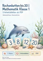 Vorschau - Arbeitsblätter - Rechenketten bis 20 | Mathematik Klasse 1 | 5 Arbeitsblätter als PDF - Deckblatt