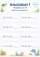 Vorschau - Arbeitsblätter - Rechenketten bis 20 | Mathematik Klasse 1 | 5 Arbeitsblätter als PDF - Seite 1