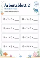 Vorschau - Arbeitsblätter - Rechenketten bis 20 | Mathematik Klasse 1 | 5 Arbeitsblätter als PDF - Seite 2