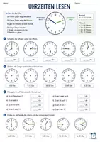 Vorschau - Arbeitsblätter - Uhr lernen leicht gemacht – Arbeitsblatt für Klasse 1 & 2 Aufgaben Uhrzeit Analog - Deckblatt