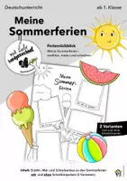 Vorschau - Arbeitsblätter - Meine Sommerferien – Ferienrückblick (Mal- und Schreibanlass ab Klasse 1) - Deckblatt