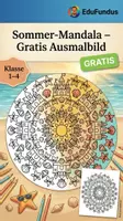 Vorschau - Mal- und Bastelvorlagen - Kostenloses Sommer Mandala | Probeblatt für Grundschule & Kunstunterricht (Klasse 1–4) - Deckblatt