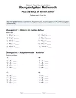 Vorschau - Arbeitsblätter - Übungsaufgaben Mathematik Zahlenraum 10-20 - Deckblatt