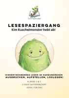 Vorschau - Arbeitsblätter - Lesespaziergang: Kim Kuschelmonster hebt ab! - Deckblatt