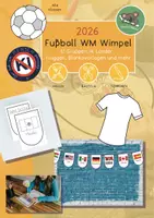 Vorschau - Arbeitsblätter - Fußball WM2026 Wimpel - mit Länderfahnen, Maskottchen, Trikot und Bällen - Deckblatt