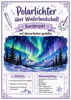 Vorschau - Stundenentwürfe - Kunst: Polarlichter über Winterlandschaft - Deckblatt