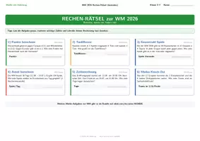 Vorschau - Arbeitsblätter - Fußball-WM 2026 Punktetabelle + Rechen-Rätsel - Seite 1