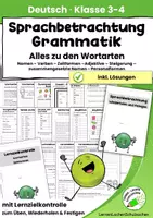 Vorschau - Arbeitsblätter - Grammatik Klasse 3–4 – Wortarten & Zeitformen - Deckblatt
