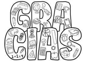 Vista previa - Manualidades / Dibujos para colorear - Letrero para Colorear "GRACIAS" – Detalle para el Día del Maestro o Fin de Curso - página 2