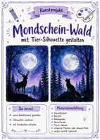 Vorschau - Stundenentwürfe - Kunst: Mondschein Wald mit Tier Silhouette - Deckblatt