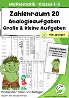 Vorschau - Arbeitsblätter - Analogaufgaben im Zahlenraum 20 – Zwerg und Riese | 1. Klasse - Deckblatt