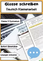 Vorschau - Arbeitsblätter - Glosse schreiben Deutsch Klassenarbeit Gymnasialniveau - Deckblatt