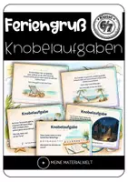 Vorschau - Bildkarten - Feriengruß mit Knobelaufgaben für Klasse 6/7 – 24 Karten für die letzten Schultage vor den Sommerferien - Deckblatt