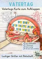 Vorschau - Mal- und Bastelvorlagen - Kreative Vatertagskarte basteln / Bastelvorlage Vatertag zum Aufklappen - Deckblatt