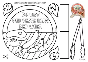 Vorschau - Mal- und Bastelvorlagen - Kreative Vatertagskarte basteln / Bastelvorlage Vatertag zum Aufklappen - Seite 1