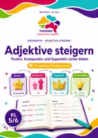 Vorschau - Arbeitsblätter - Adjektive steigern üben – Grammatik Arbeitsblatt Klasse 5/6 mit Lösungen - Deckblatt