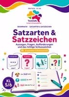 Vorschau - Arbeitsblätter - Satzarten und Satzzeichen erkennen – Grammatik Arbeitsblatt Klasse 5/6 mit Lösungen - Deckblatt