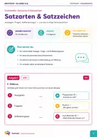 Vorschau - Arbeitsblätter - Satzarten und Satzzeichen erkennen – Grammatik Arbeitsblatt Klasse 5/6 mit Lösungen - Seite 1