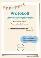 Vorschau - Anderer Materialtyp - Protokoll Lernentwicklungsgespräch Grundschule - Deckblatt