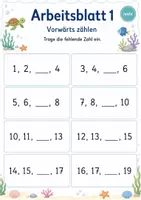 Vorschau - Arbeitsblätter - Vorwärts und rückwärts zählen bis 20 | Mathematik Klasse 1 | 5 Arbeitsblätter als PDF - Seite 1