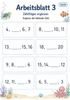 Vorschau - Arbeitsblätter - Vorwärts und rückwärts zählen bis 20 | Mathematik Klasse 1 | 5 Arbeitsblätter als PDF - Seite 3