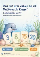 Vorschau - Arbeitsblätter - Plus mit drei Zahlen bis 20 | Mathematik Klasse 1 | 5 Arbeitsblätter als PDF - Deckblatt