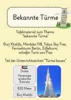 Vorschau - Präsentationen/Tafelbilder - Bekannte Türme - Unterrichtseinheit Türme bauen - Deckblatt