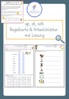 Vorschau - Arbeitsblätter - sch, sp, st - Laute - Buchstaben - Klasse 1-2 - Regelkarte + Arbeitsblätter - Deckblatt