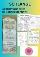 Vorschau - Mal- und Bastelvorlagen - Schlange Lebenszyklus - Interaktives Faltbuch & Steckbrief - Deckblatt