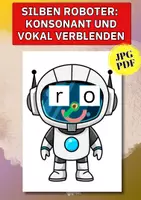 Vorschau - Spiele - Lesen lernen mit Silben – Silben Roboter zum Verblenden von Lauten | Buchstaben & Silben spielerisch üben - Deckblatt