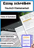 Vorschau - Arbeitsblätter - Essay schreiben Deutsch Klassenarbeit Klasse 11 - Deckblatt