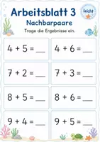 Vorschau - Arbeitsblätter - Nachbaraufgaben bis 20 | Mathematik Klasse 1 | 5 Arbeitsblätter als PDF - Seite 3