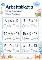 Vorschau - Arbeitsblätter - Rechenfehler finden Plus bis 20 | Mathematik Klasse 1 | 5 Arbeitsblätter als PDF - Seite 3