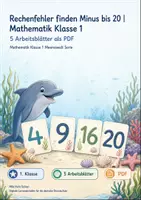 Vorschau - Arbeitsblätter - Rechenfehler finden Minus bis 20 | Mathematik Klasse 1 | 5 Arbeitsblätter als PDF - Deckblatt
