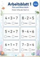 Vorschau - Arbeitsblätter - Richtig oder falsch rechnen bis 20 | Mathematik Klasse 1 | 5 Arbeitsblätter als PDF - Seite 1