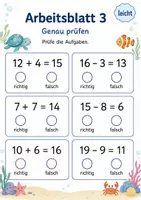 Vorschau - Arbeitsblätter - Richtig oder falsch rechnen bis 20 | Mathematik Klasse 1 | 5 Arbeitsblätter als PDF - Seite 3