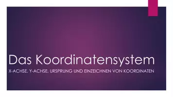 Vorschau - Präsentationen/Tafelbilder - Das Koordinatensystem: Anschauliche Einführung in das Thema - Seite 1
