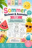 Vorschau - Mal- und Bastelvorlagen - Rechnen & Ausmalen Sommer Mathe Arbeitsblätter für Vorschule & Klasse 1 - Deckblatt